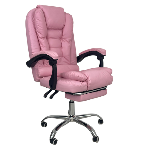 Cadeira de Escritório Presidente Soft Ergonômica Apoio para Pés - Rosa - 1
