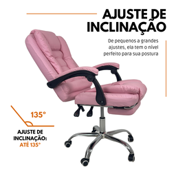 Cadeira de Escritório Presidente Soft Ergonômica Apoio para Pés - Rosa - 1 - 3