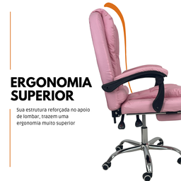 Cadeira de Escritório Presidente Soft Ergonômica Apoio para Pés - Rosa - 1 - 2