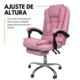 Cadeira de Escritório Presidente Soft Ergonômica Apoio para Pés - Rosa - 1 - 4