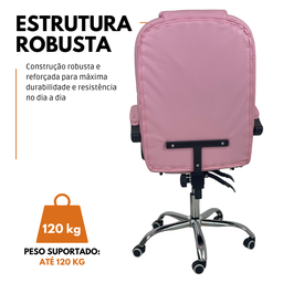 Cadeira de Escritório Presidente Soft Ergonômica Apoio para Pés - Rosa - 1 - 6