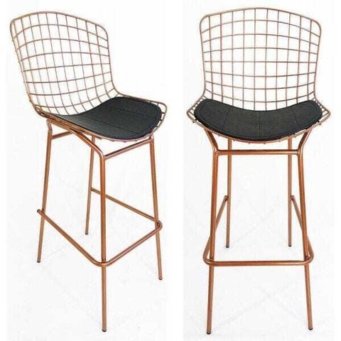 Kit 2 Banquetas BERTÓIA cobre assento preto tubular altura 70cm - Direto de Fábrica