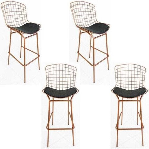 Kit 4 Banquetas BERTÓIA cobre assento preto tubular altura 70cm - Direto de Fábrica