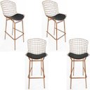 Ver imagem 1 de Kit 4 Banquetas BERTÓIA cobre assento preto tubular altura 70cm - Direto de Fábrica