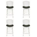 Ver imagem 1 de Kit 4 Banquetas Bertoia Cromada Assento Preto Altura 70cm - Direto de Fábrica