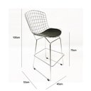 Ver imagem 6 de Kit 4 Banquetas Bertoia Cromada Assento Preto Altura 70cm - Direto de Fábrica