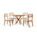 Ver imagem 3 de Conjunto de Sala de Jantar Mesa 108 cm com 4 Cadeiras Ava Marrom/Cinza