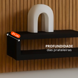 Painel Decorativo Ripado com Preto com Prateleira P/ Tv até 32" Estilo Moderno Design Minimalista - 5