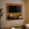 Painel Decorativo Ripado com Preto com Prateleira P/ Tv até 32" Estilo Moderno Design Minimalista - 1