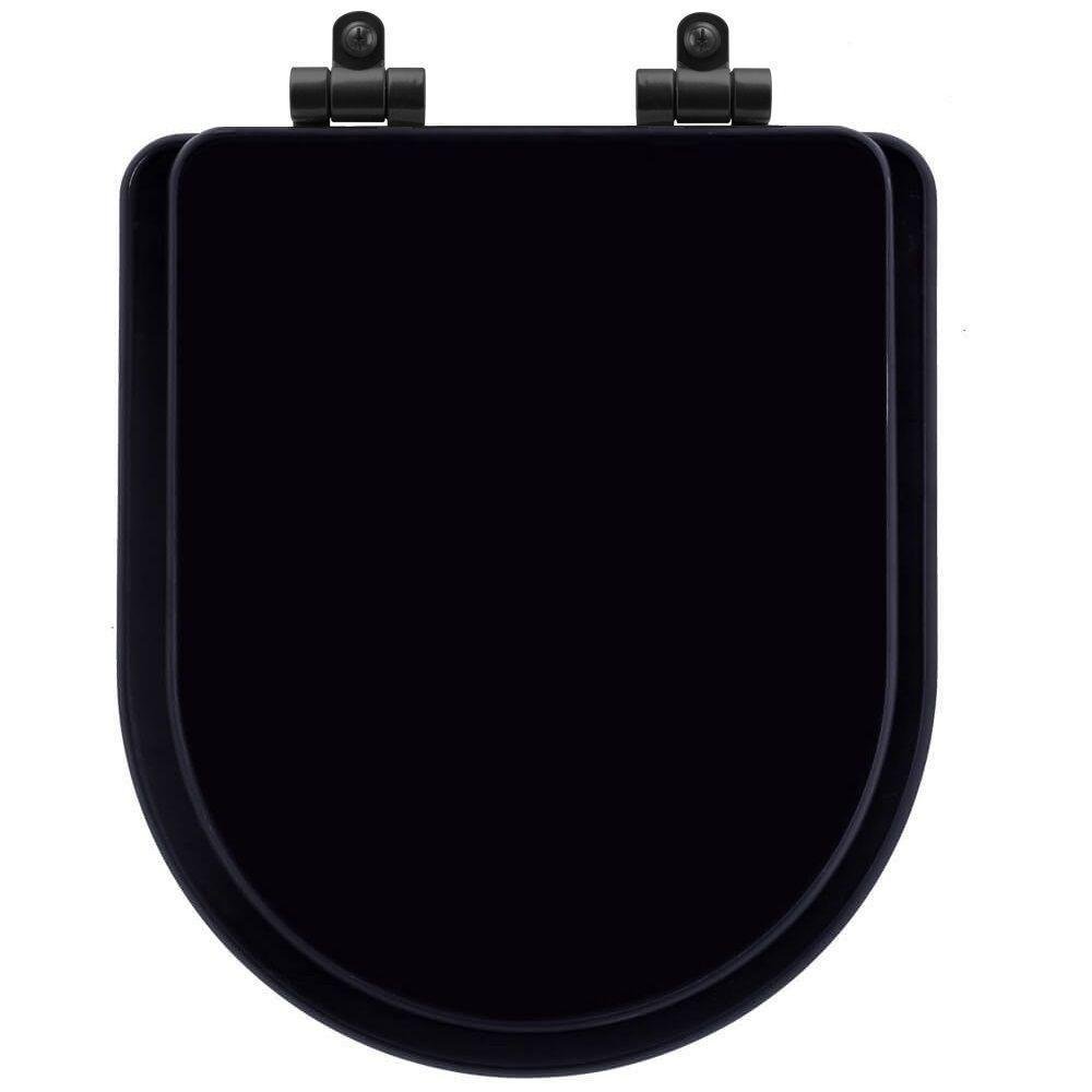 Tampa de Vaso Poliéster com Fechamento Lento Level Preto para Louça Deca com Ferragem Preta - 1