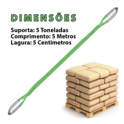 Cinta Elevaçao de Carga 2 Toneladas Reforçada 5 Metros Resistente Construçao Obra Mudança Peso Pesad - 2