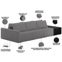 Ver imagem 2 de Sofá Ilha Modular para Sala 342cm com Puff Dublin K01 Bouclê Cinza e Sintético Preto - Lyam Decor