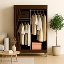 Ver imagem 3 de Guarda Roupa Portátil Marrom com Cabideiro e Sapateira