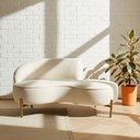 Ver imagem 2 de Sofá Curvo 2 Lugares 150cm Braço Dir. Thommy Pés Ouro Bouclé Off White - Nexta Casa