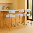 Ver imagem 1 de Banqueta Cozinha Alta com Encosto Industrial Dourado Kit 3 Londres Pu D03 - D'Rossi