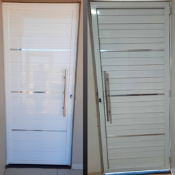 Porta de Alumínio Lambri Simples 210x90 C/ Puxador Completa! - 2
