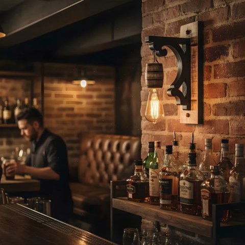 Kit 2 Arandelas Luminárias Colonial Vintage Retrô em Madeira Rústica