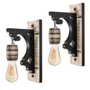 Ver imagem 1 de Kit 2 Arandelas Luminárias Colonial Vintage Retrô Em Madeira Rústica