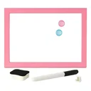 Ver imagem 1 de Mini Lousa Quadro Branco Magnético 20x30 C/ Imã Caneta Apagador:rosa