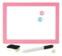 Ver imagem 1 de Mini Lousa Quadro Branco Magnético 20x30 C/ Imã Caneta Apagador:rosa