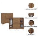 Ver imagem 5 de Guarda Roupa Casal 8 Portas 4 Gavetas Master New com Pés e Cômoda Pinhais Jatobá Acetinado