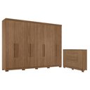 Ver imagem 1 de Guarda Roupa Casal 8 Portas 4 Gavetas Master New com Pés e Cômoda Pinhais Jatobá Acetinado