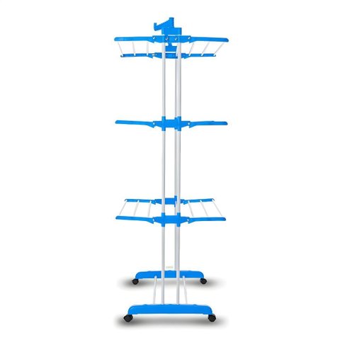 Varal Torre Retrátil Compacto 3 Andares Inox