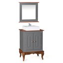 Ver imagem 1 de Gabinete para Banheiro 2 Portas com Cuba e Espelheira Dália 3057 - Cinza/imbuia Glazer