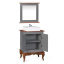Ver imagem 2 de Gabinete para Banheiro 2 Portas com Cuba e Espelheira Dália 3057 - Cinza/imbuia Glazer