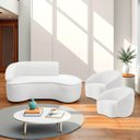 Ver imagem 1 de Kit Divã Recamier Orgânico Marrocos 200cm Lado Direito e 2 Poltronas Amore Bouclé Branco