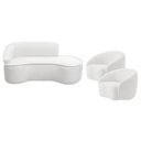 Ver imagem 2 de Kit Divã Recamier Orgânico Marrocos 200cm Lado Direito e 2 Poltronas Amore Bouclé Branco