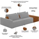 Ver imagem 4 de Sofá Ilha Modular para Sala 232cm com Puff Dublin K01 Veludo Cinza Sintético Caramelo - Lyam Decor