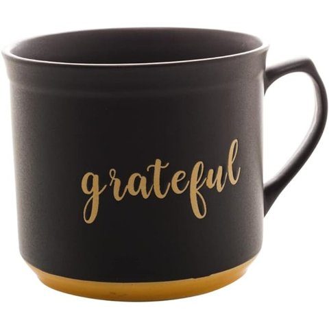 Caneca de Cerâmica Grateful Preto Matt/amarelo 660ml - Wolff