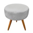 Ver imagem 3 de Puff Banqueta Redonda Nina Veludo Cinza Pés Palito Castanho - Slk Decor