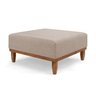 Puff Decorativo Quadrado com Rodapé Madeira Sara - Linho Bege - 1