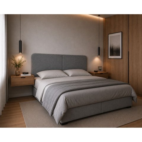 Cabeceira Box Queen 160cm Estofada Linho Dobrável Painel de Parede Roma:Cinza