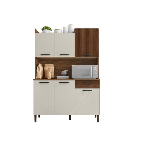 Armário de Cozinha Pequeno 6 Portas 1 Gaveta Genova Kits Paraná