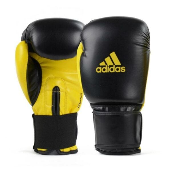 Luva de Boxe Muay Thai Adidas Power 100 Colors Preto/Amarelo - 16 Oz - 1