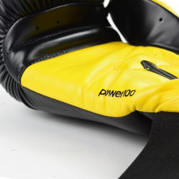 Luva de Boxe Muay Thai Adidas Power 100 Colors Preto/Amarelo - 16 Oz - 4