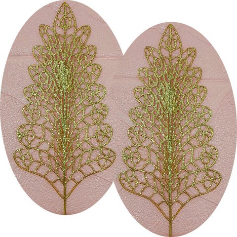 Folhas Flores Árvore Natal Gliter Dourado Kit 12pçs de 40cm