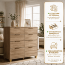 Ver imagem 2 de Cômoda Luxo Doha Infinity 8 Gavetas Telescópica Madeira Design Moderno Puxadores Dourados Quarto Ele