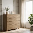 Ver imagem 1 de Cômoda Luxo Doha Infinity 8 Gavetas Telescópica Madeira Design Moderno Puxadores Dourados Quarto Ele