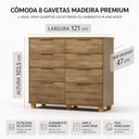 Ver imagem 4 de Cômoda Luxo Doha Infinity 8 Gavetas Telescópica Madeira Design Moderno Puxadores Dourados Quarto Ele
