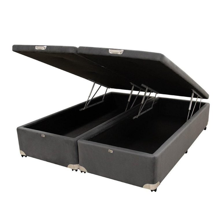 Cama Box Baú Castor Queen Vellus Cinza 158x198x35cm Cama Box Baú Castor Queen Vellus Cinza 158x198x35cm