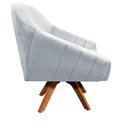 Ver imagem 3 de Poltrona Giratória Giovana Suede Cinza Base Madeira