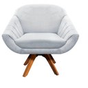 Ver imagem 1 de Poltrona Giratória Giovana Suede Cinza Base Madeira