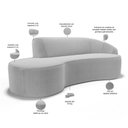 Ver imagem 3 de Sofá 4 Lugares Curvo Sala de Estar Living Firenze Direito D02 Bouclê Cinza 260 cm B-56 - Lyam