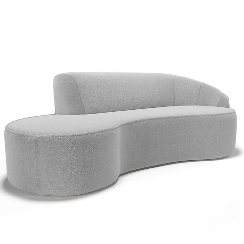 Sofá 4 Lugares Curvo Sala de Estar Living Firenze Direito D02 Bouclê Cinza 260 cm B-56 - Lyam