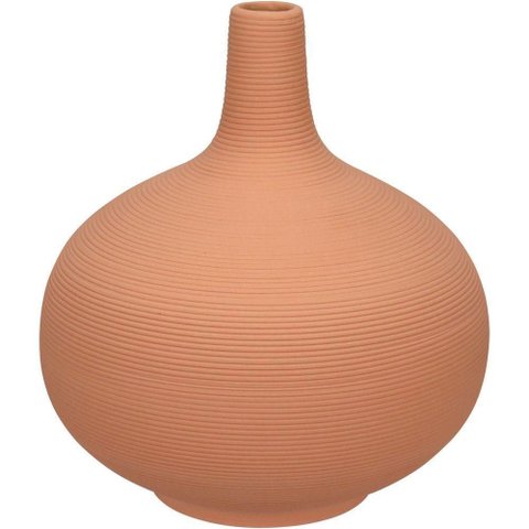Vaso Decorativo Enfeite Casa Aparador Garrafa Home&co Cerâmica 20x18x18cm Pêssego