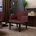 Ver imagem 3 de Poltrona Decorativa para Sala de Estar Base Preto Beatriz W01 Linho Bordô - Lyam Decor